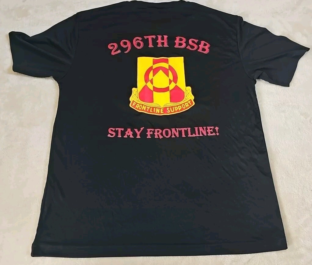 US Army 296th BSB Frontline Support  Tshirt Size Medium