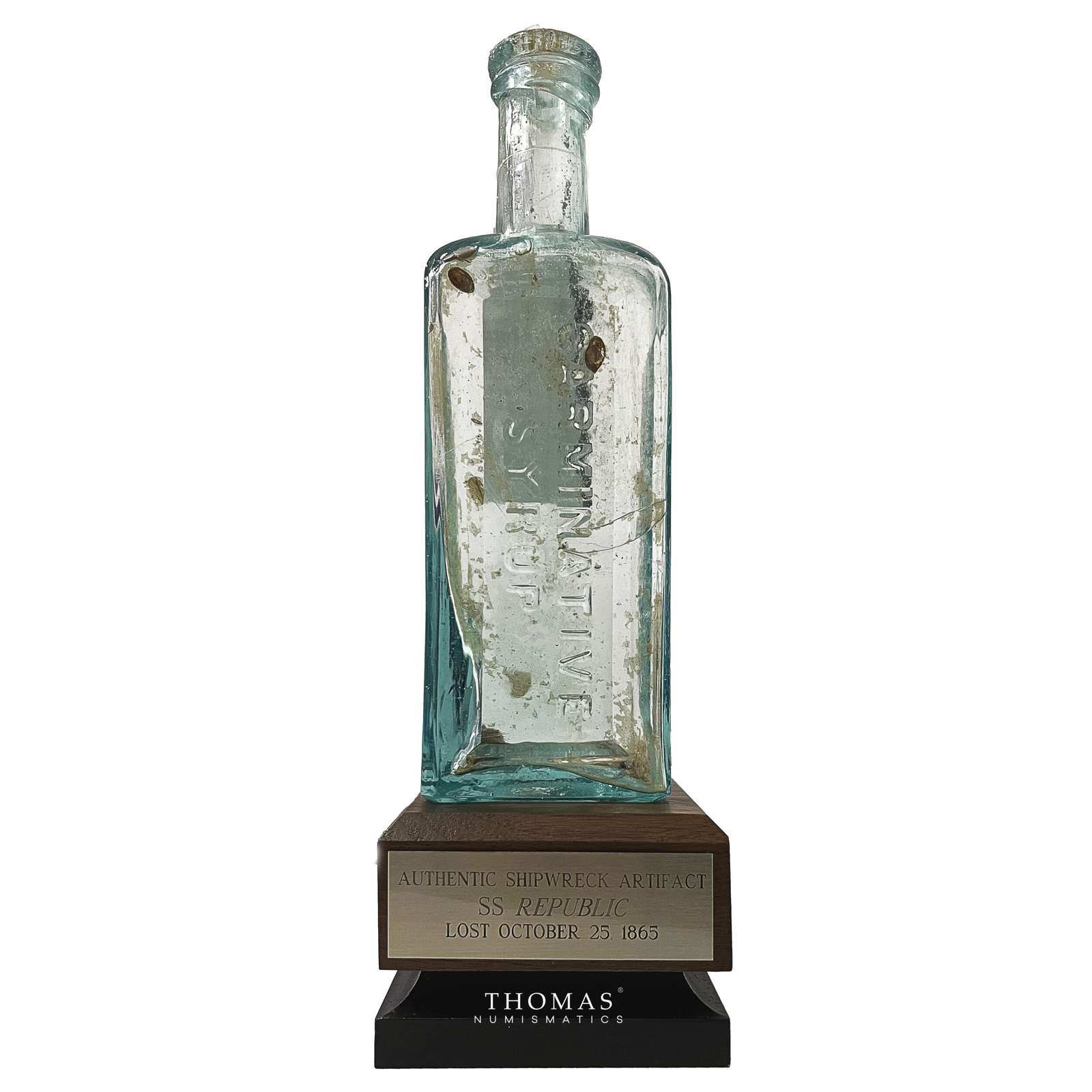 Marsden's Carminative Syrup (New York) glass bottle shipwreck S.S. Republic 1865