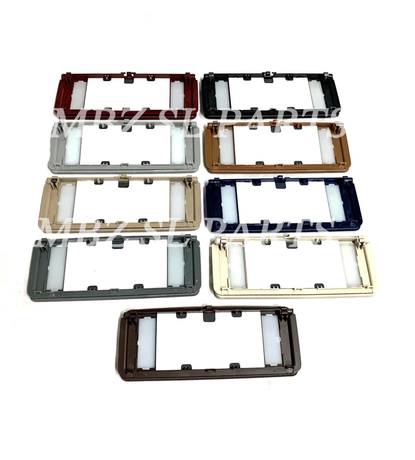 2 BEIGE SUN VISOR MIRROR TRAY VANITY MercedesR129 SL500 SL320 SL600 500SL 300SL