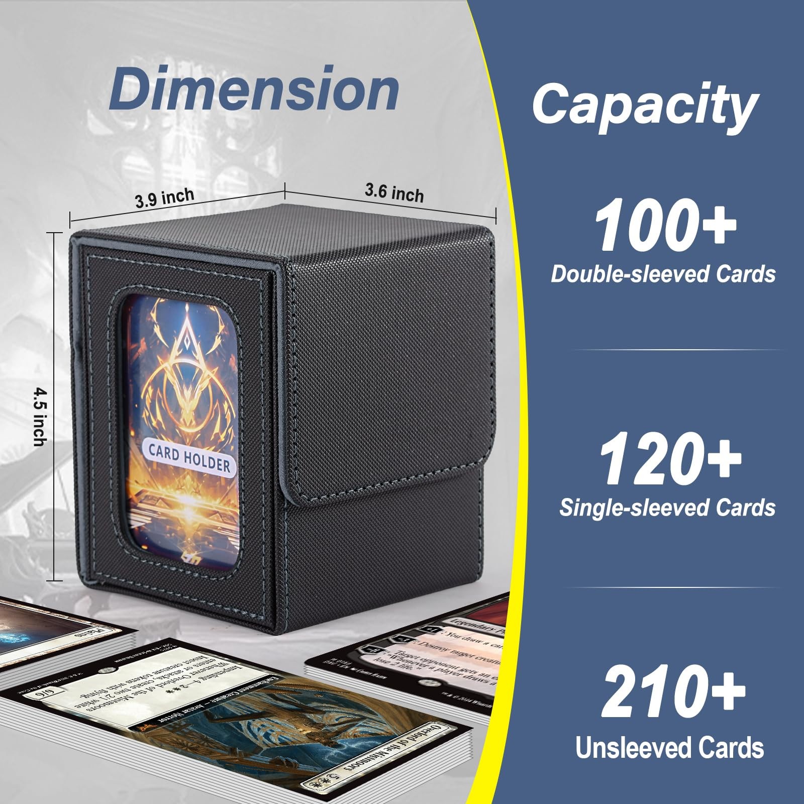 Stepane MTG Deck Box, Double Display 120+-With Windows, Black/Grey
