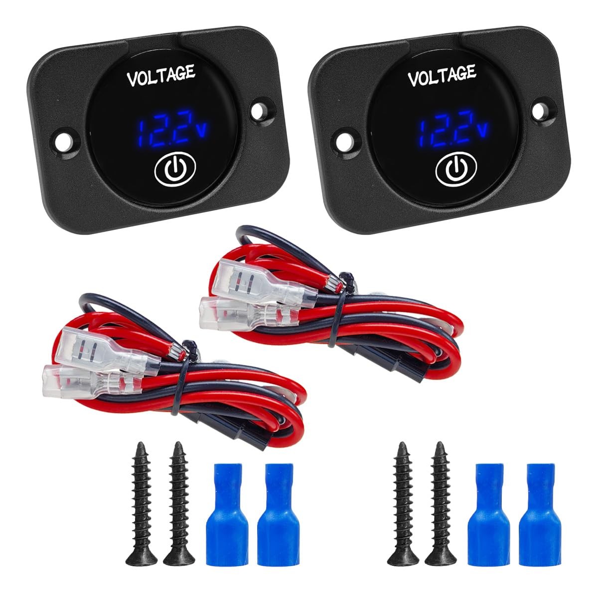 Waterproof 12V 24V Car Battery Voltage Meter with LED Display & Touch Switch