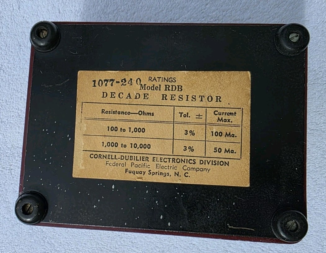 CDE Cornell-Dubilier Electronics RDB Decade Resistor Unit 1K/10K 10W