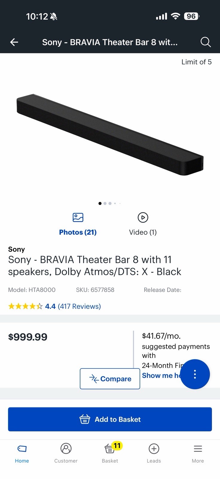 Sony bravia 8 sound bar