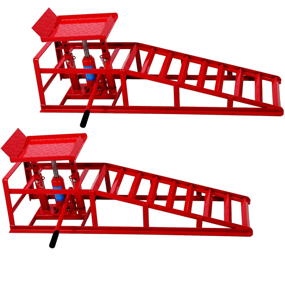 Heavy-Duty Hydraulic Garage Car Lift, Ramps Automotive Lift of 5Ton (2Pack Red)