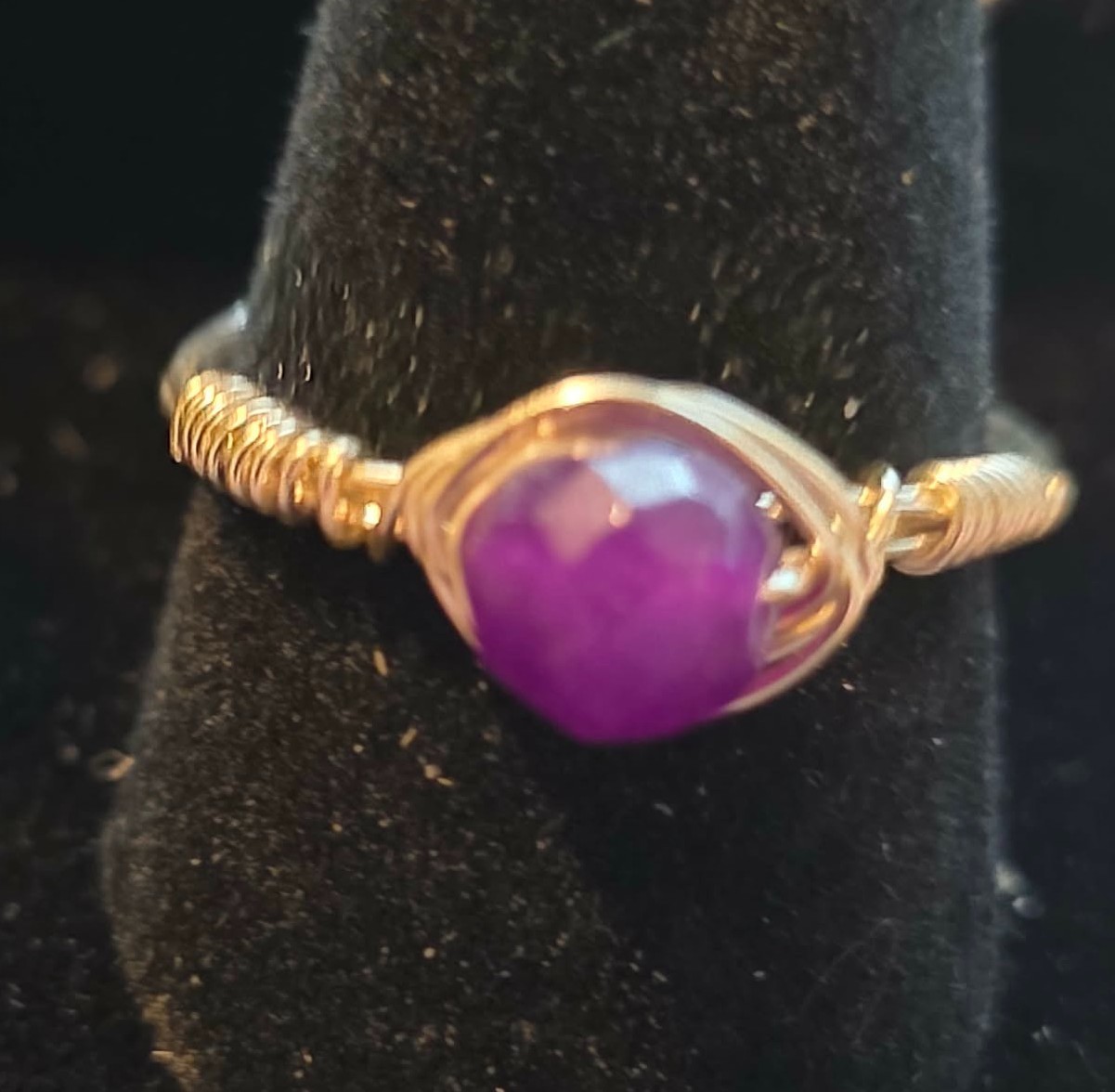 Handmade size 10 Wire-Wrapped Amethyst rings with Silver-Filled Wire
