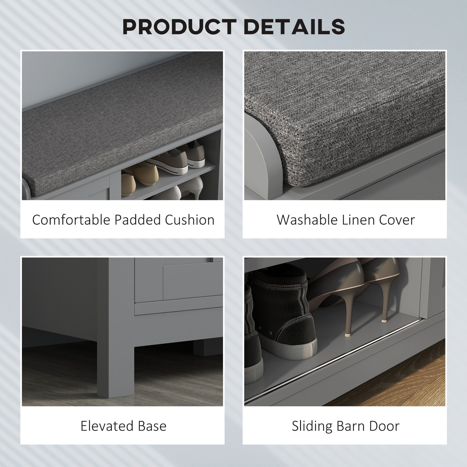 Shoe Storage Ottoman Bench Multi-Functional with Hidden Storage