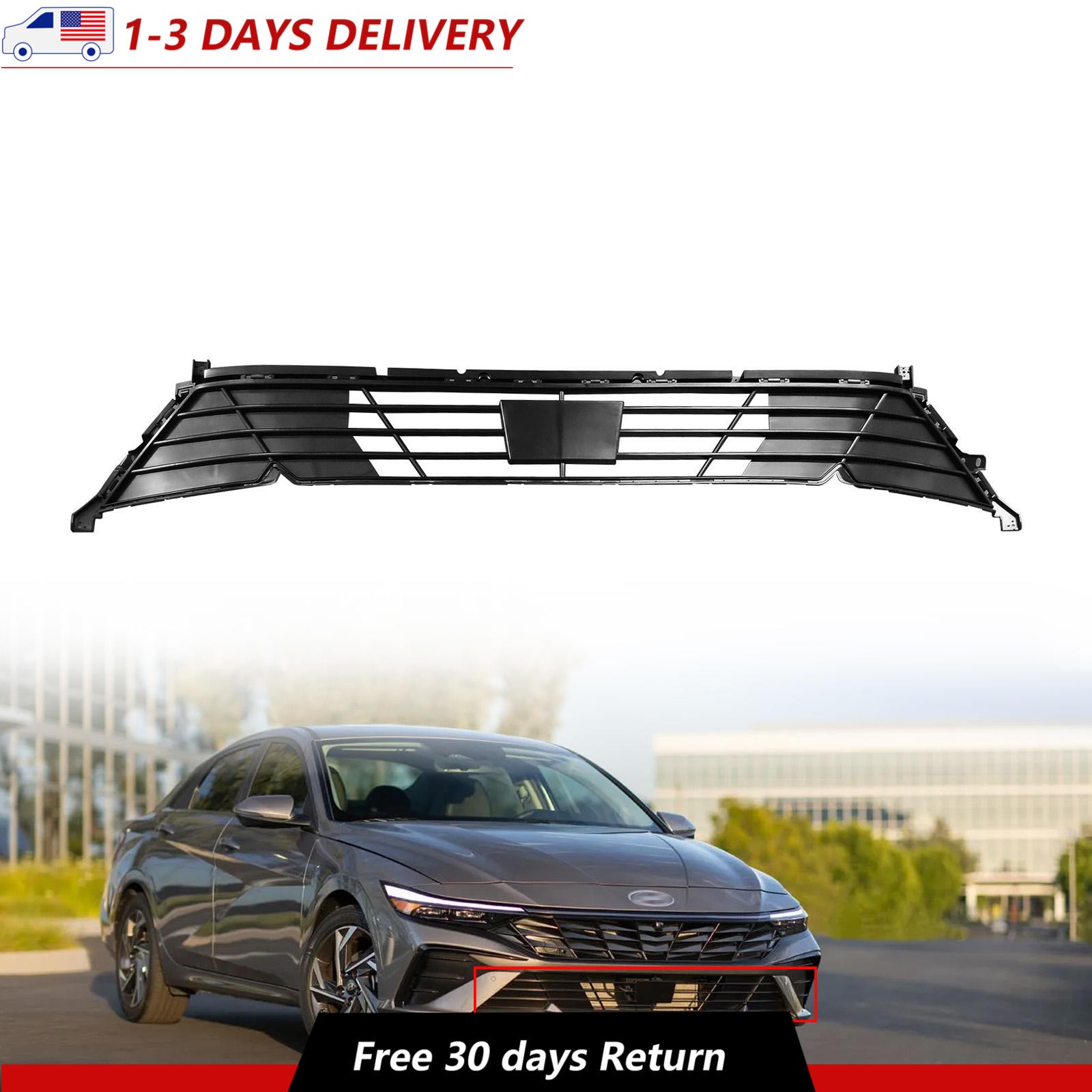 Front Bumper Lower Grille Grill Fit Hyundai Elantra Sedan 2024-2025 86531-AABB0