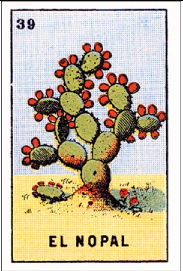 El Nopal Postcard, La Loteria Mexicana, card 39,  4"x6"