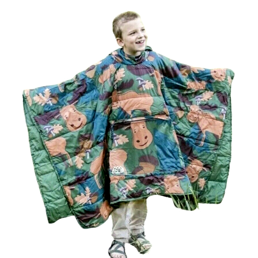 OS Junior Poncho Sleeping Bag Blanket Carry Case Zipper Pouch Moose Print NEW