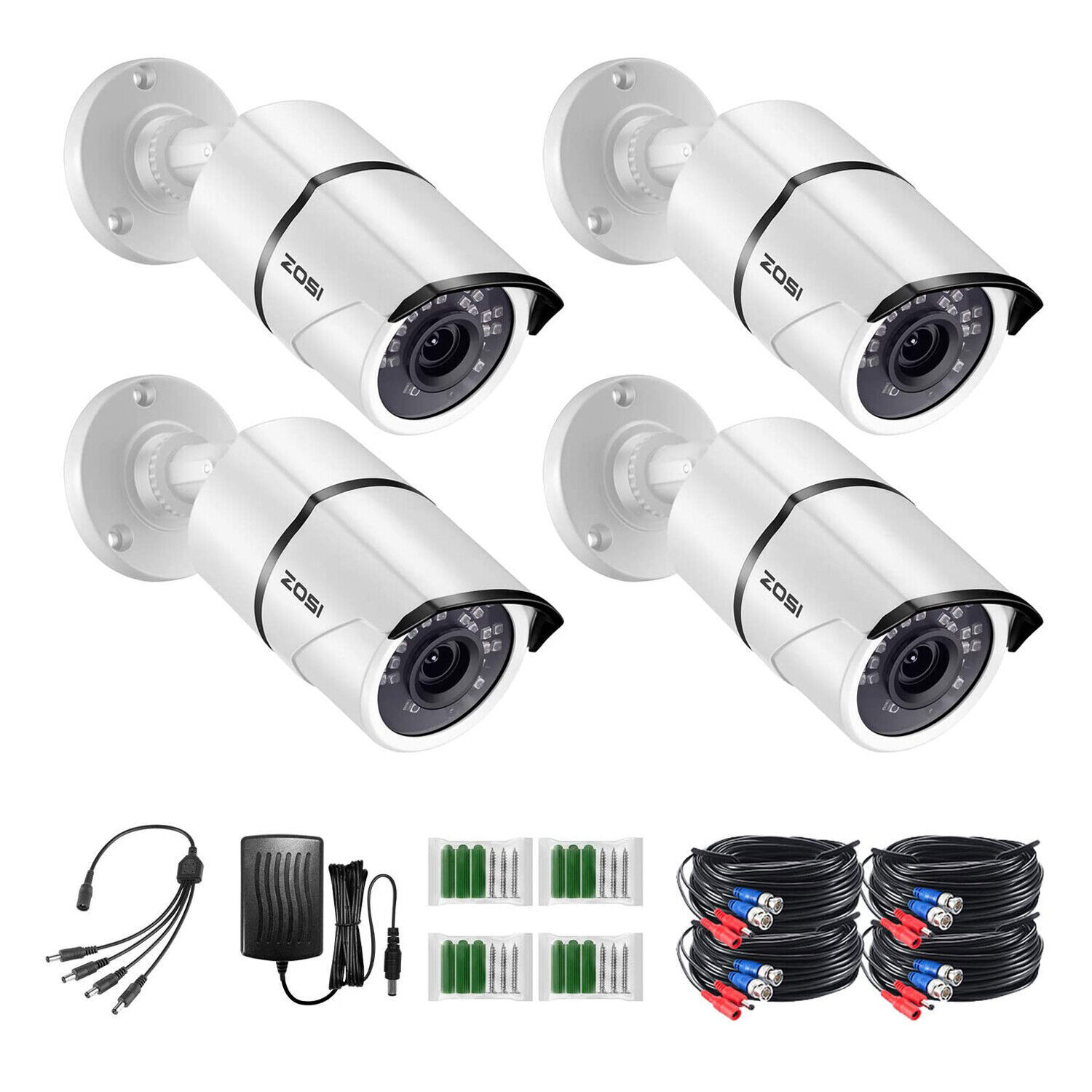 ZOSI 4Pack 2MP 1080p TVI Home Security Camera CCTV Outdoor 120ft IR Night Vision