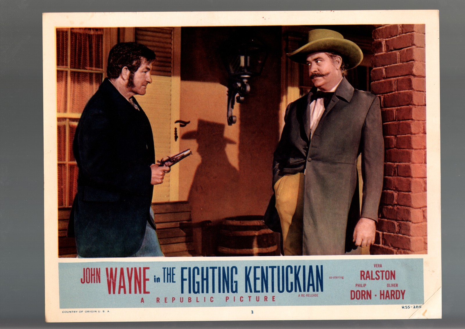 THE FIGHTING KENTUCKIAN-PHILIP DORN-OLIVER HARDY-LOBBY CARD-1955-WESTERN VG/FN