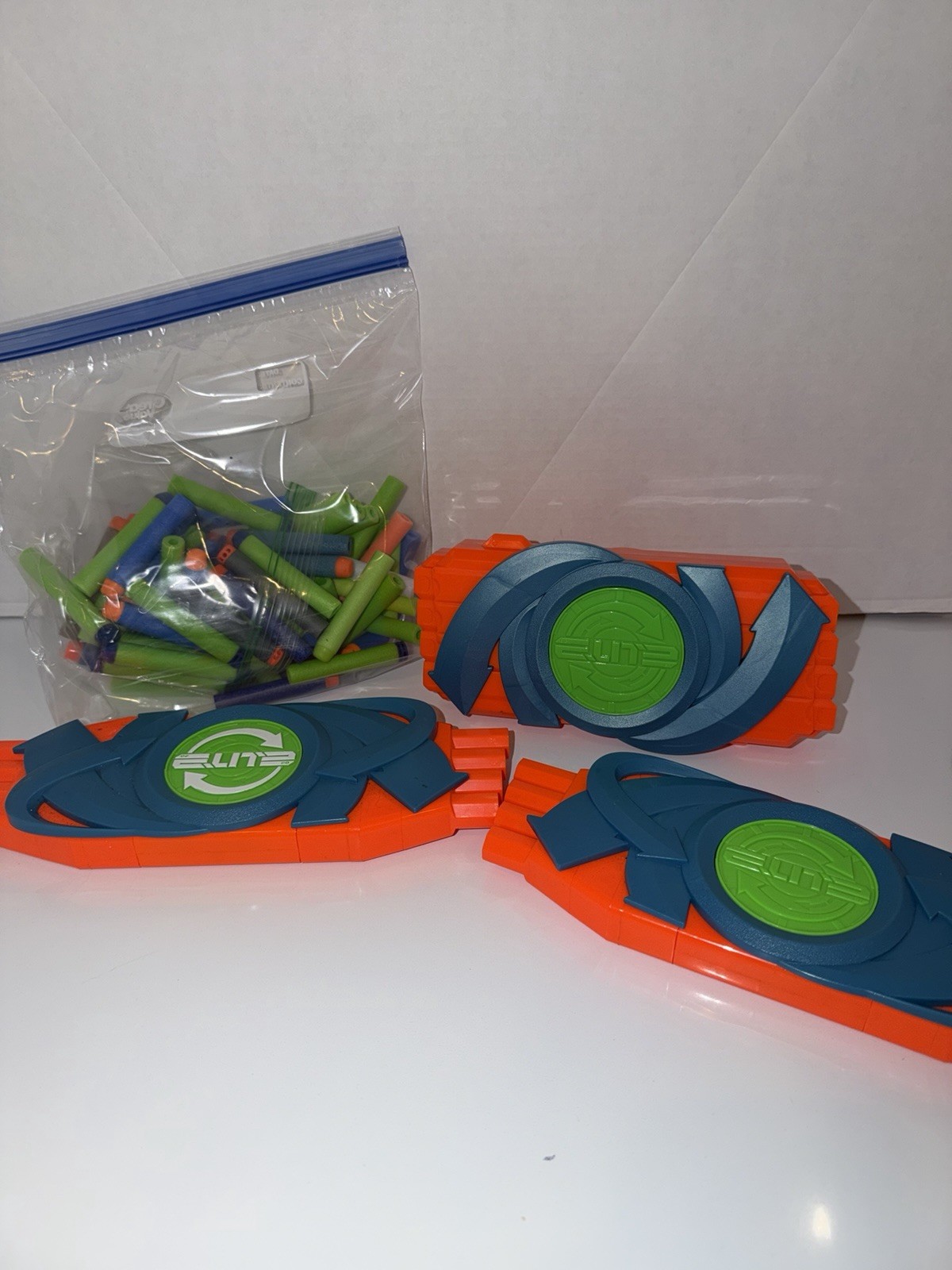 NERF Elite Dart Clips Holders with Foam Darts Lot Orange Blue Green