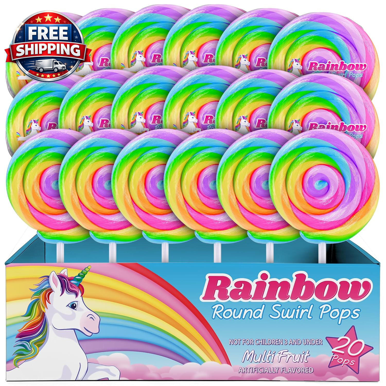 Unicorn Lollipops Individually Wrapped 20Pk– Twisty Unicorn Candy for Unicorn Pa