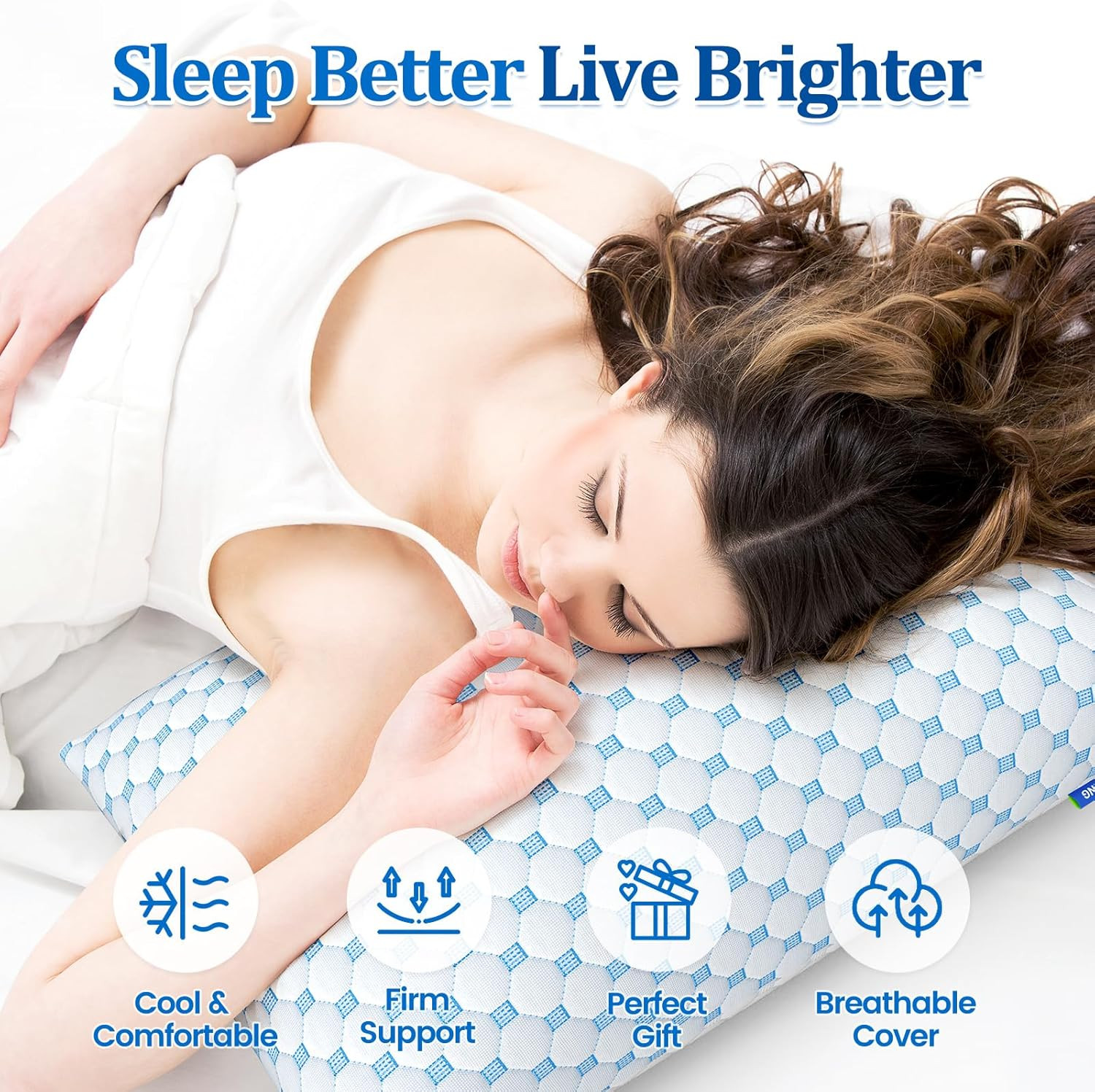 Shredded Memory Foam Pillow for Sleeping - Adjustable Cooling Pillow with Breath