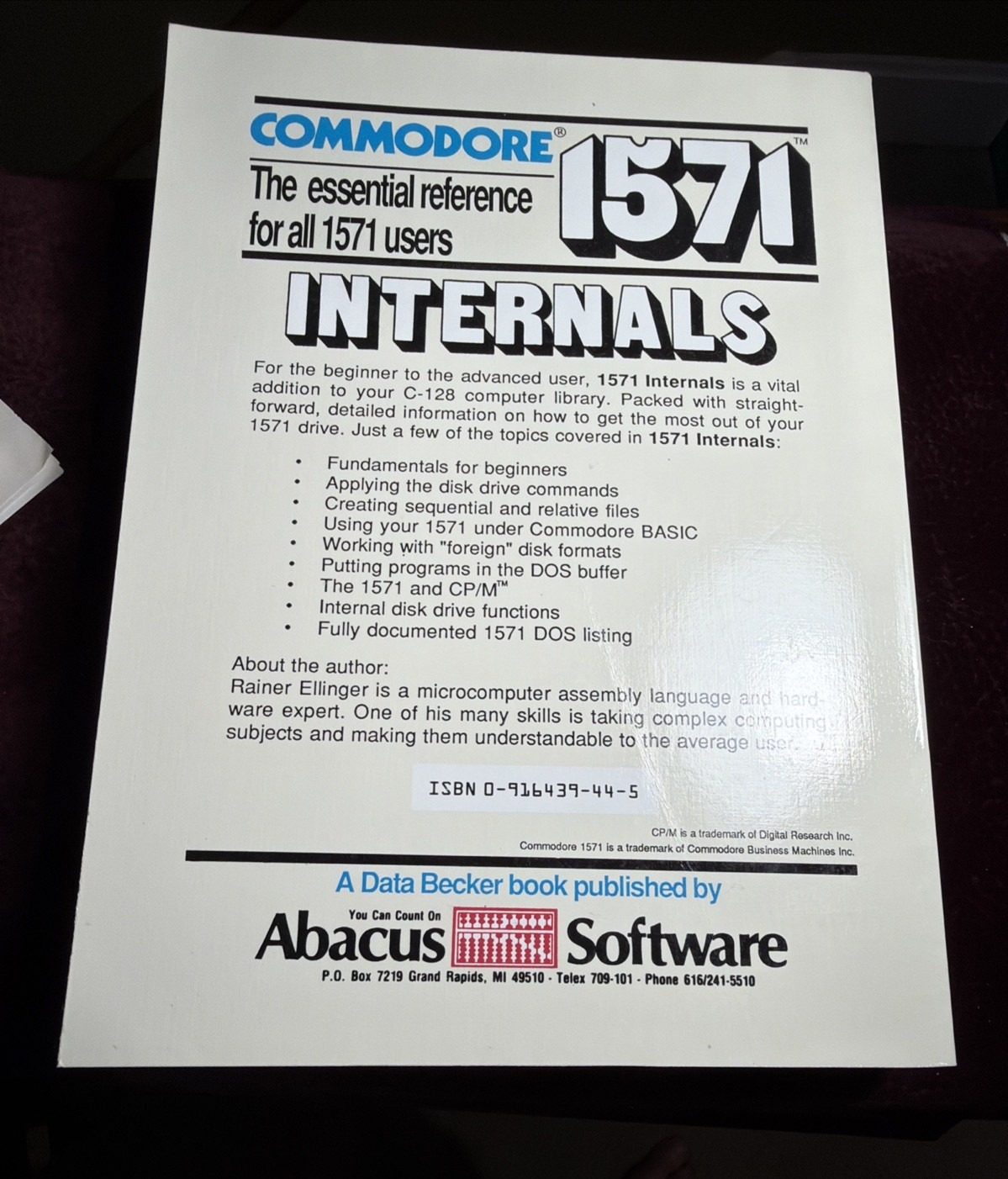 Vintage Commodore 1571 Internals Book Abacus Software Vintage C64 C128