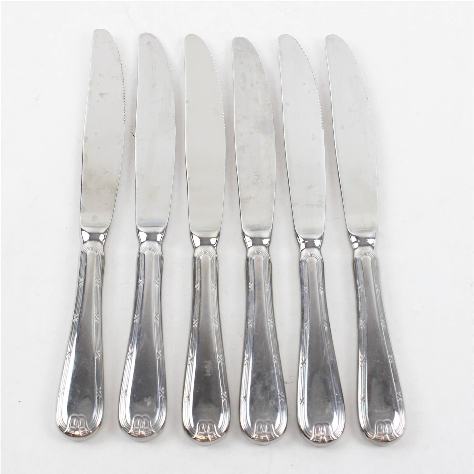 Lot Of 6 Mikasa Brand Laura (Stainless) Pattern Flatware Dinner Knives 10" Long