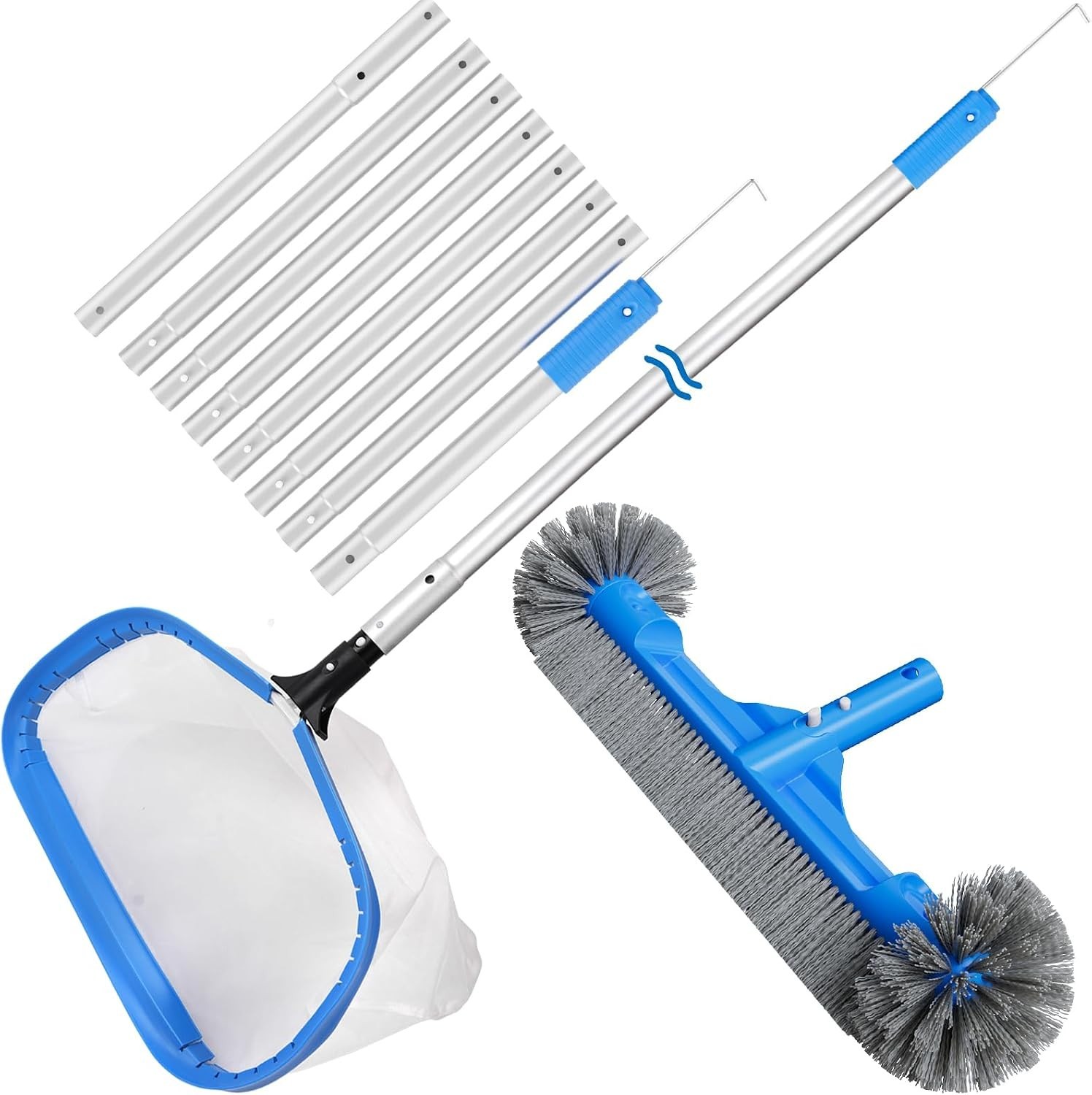 3-Piece Pool Cleaning Kit with 10 ft Pole & Ultra Fine Skimmer Net for Spas