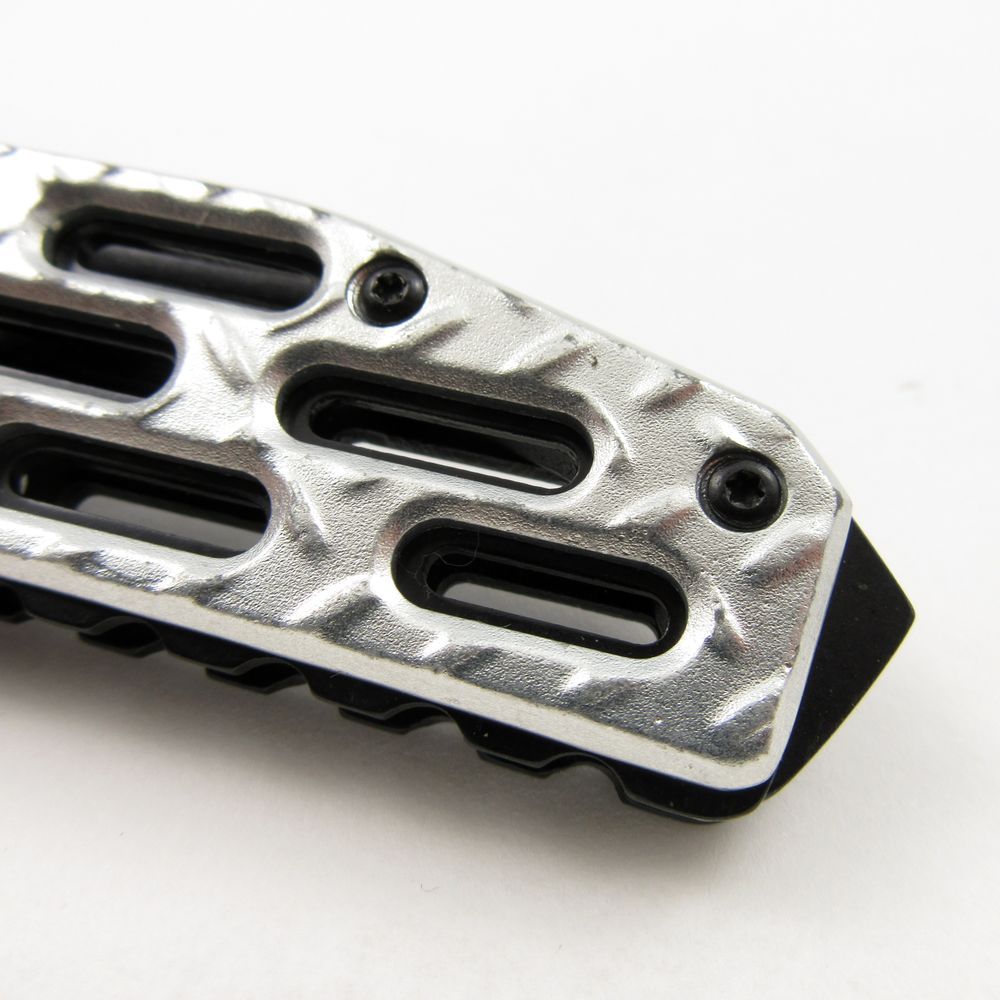 SPRING-ASSIST FOLDING POCKET KNIFE Mtech Silver Diamond Tread Tactical Tanto