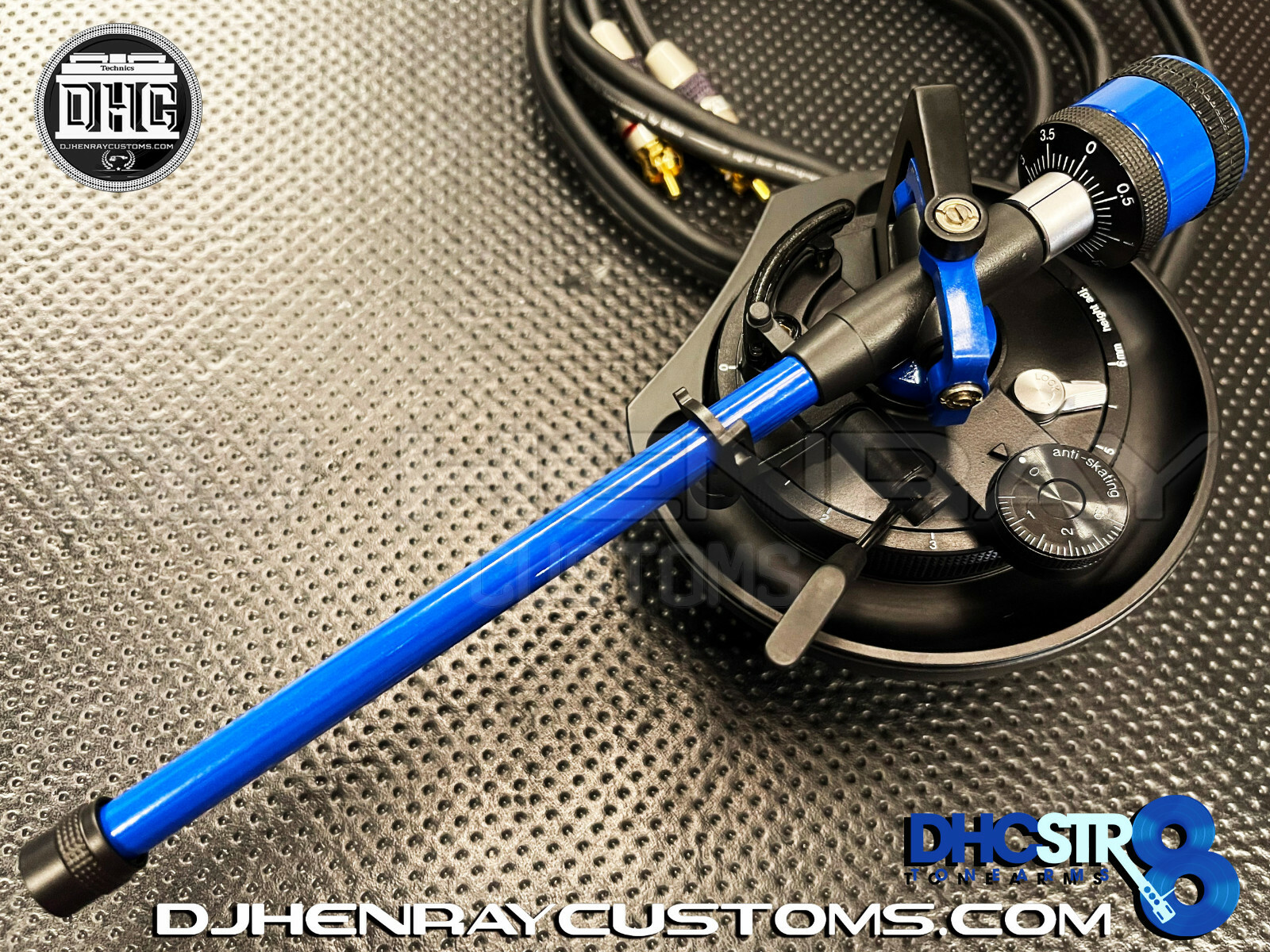 DHC STR8 TONE ARM Assembly Technic 1200 black/blue 24kt gld rcas int ground