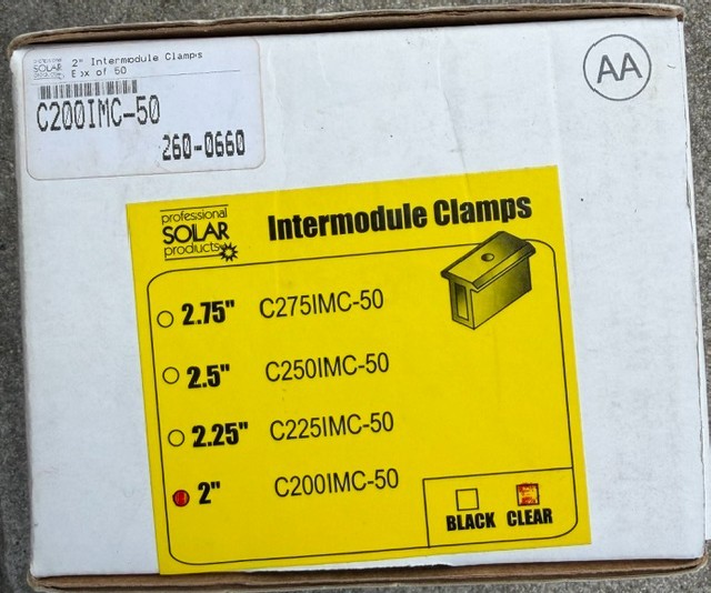 (50) Professional Solar Products Intermodule Clamps - Clear