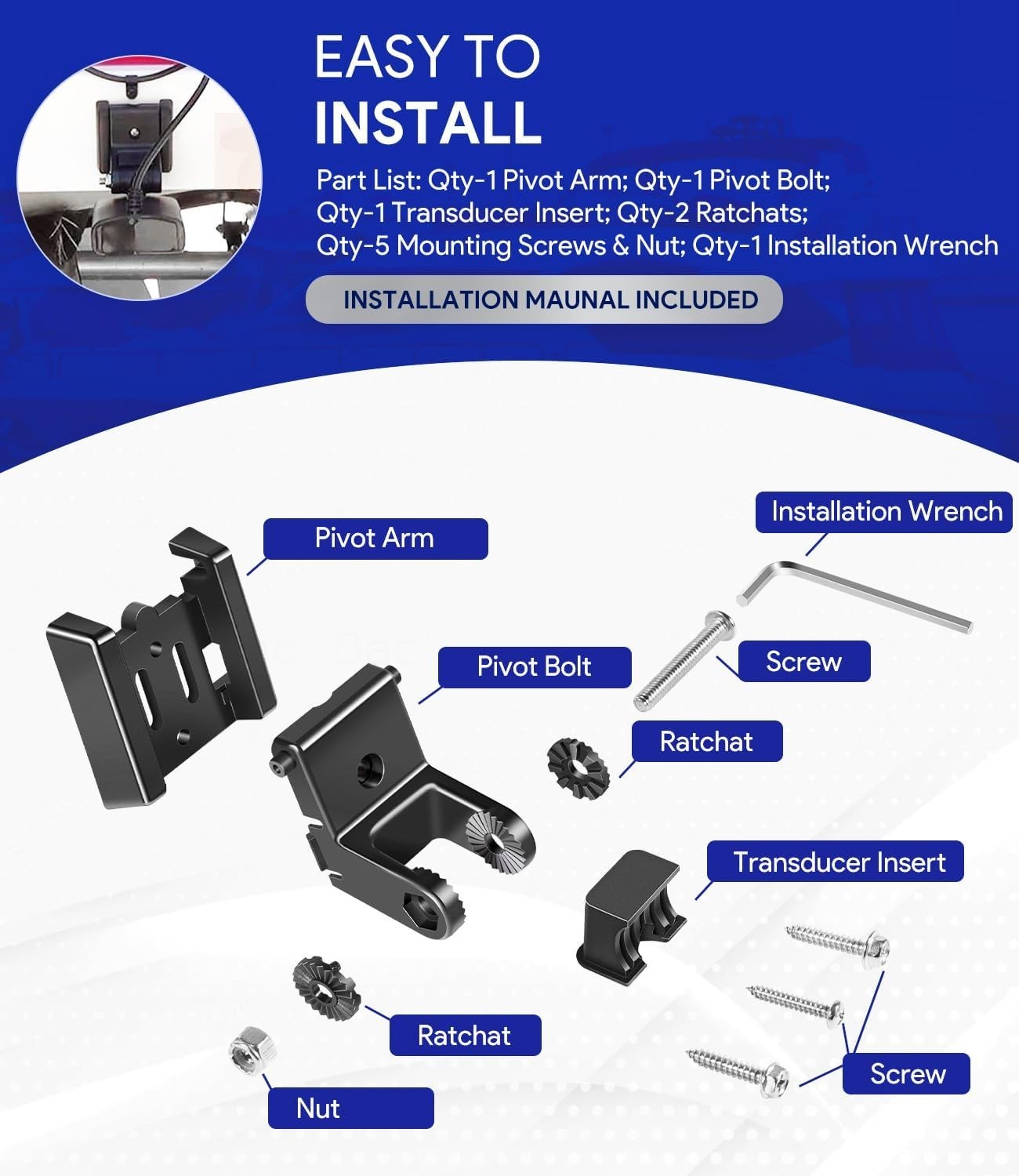 Easy-Install Transducer Bracket for Enhanced Fishing with XNT Series - 0.12 kg