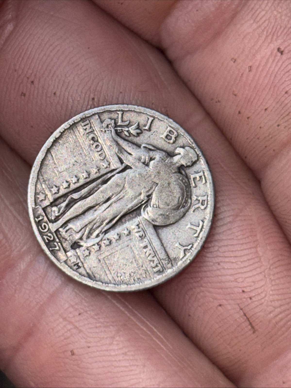 1927 Standing Liberty Coin. In COD WE TRUST ERROR