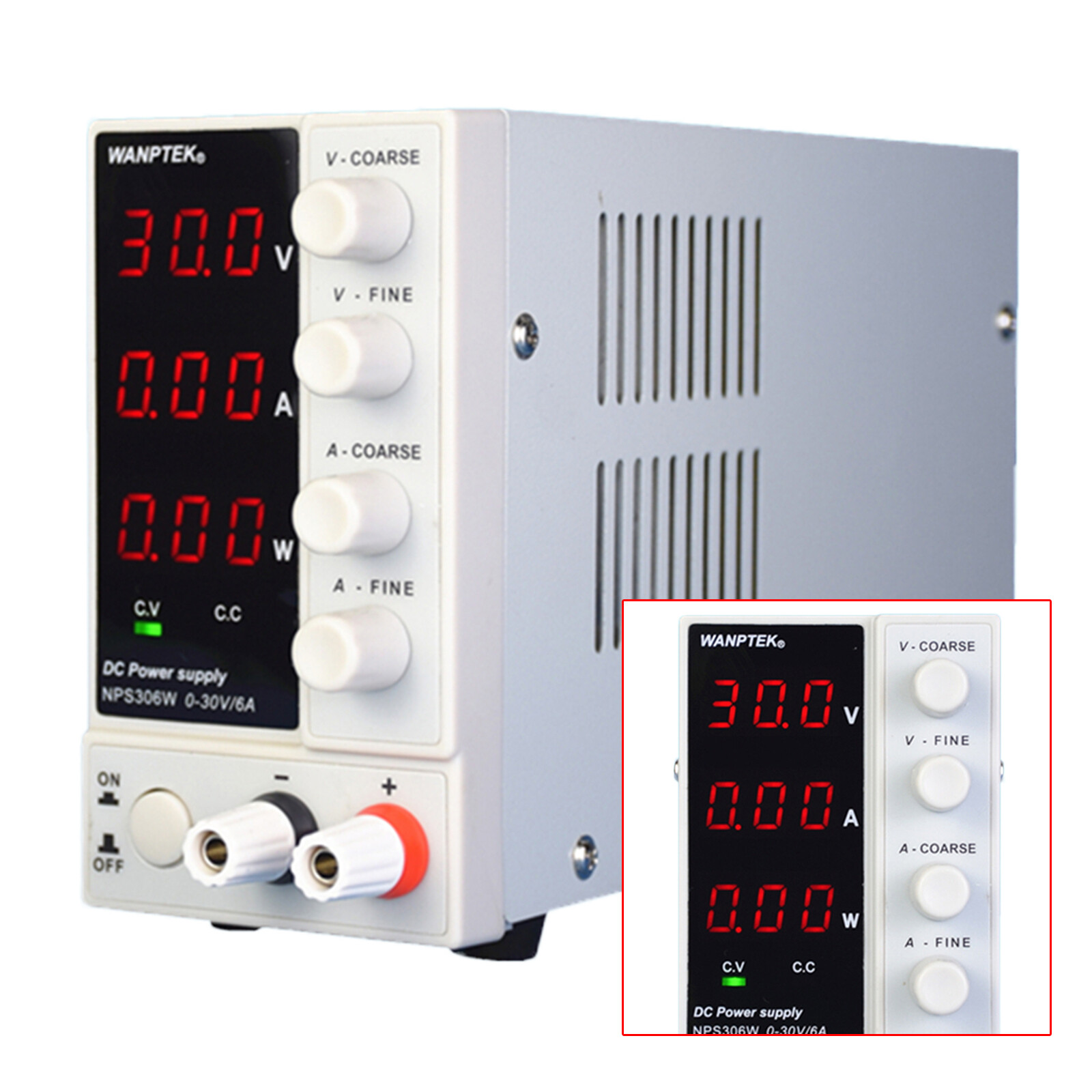 Digital Lab DC Power Supply 0-30V 0-6A Variable Adjustable + Power Cord