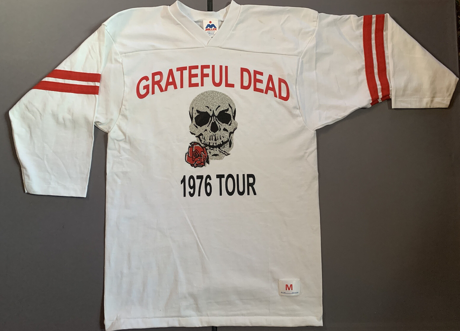 Vintage NOS unworn 1976 TOUR Grateful Dead concert lot shirt jersey Skull Roses