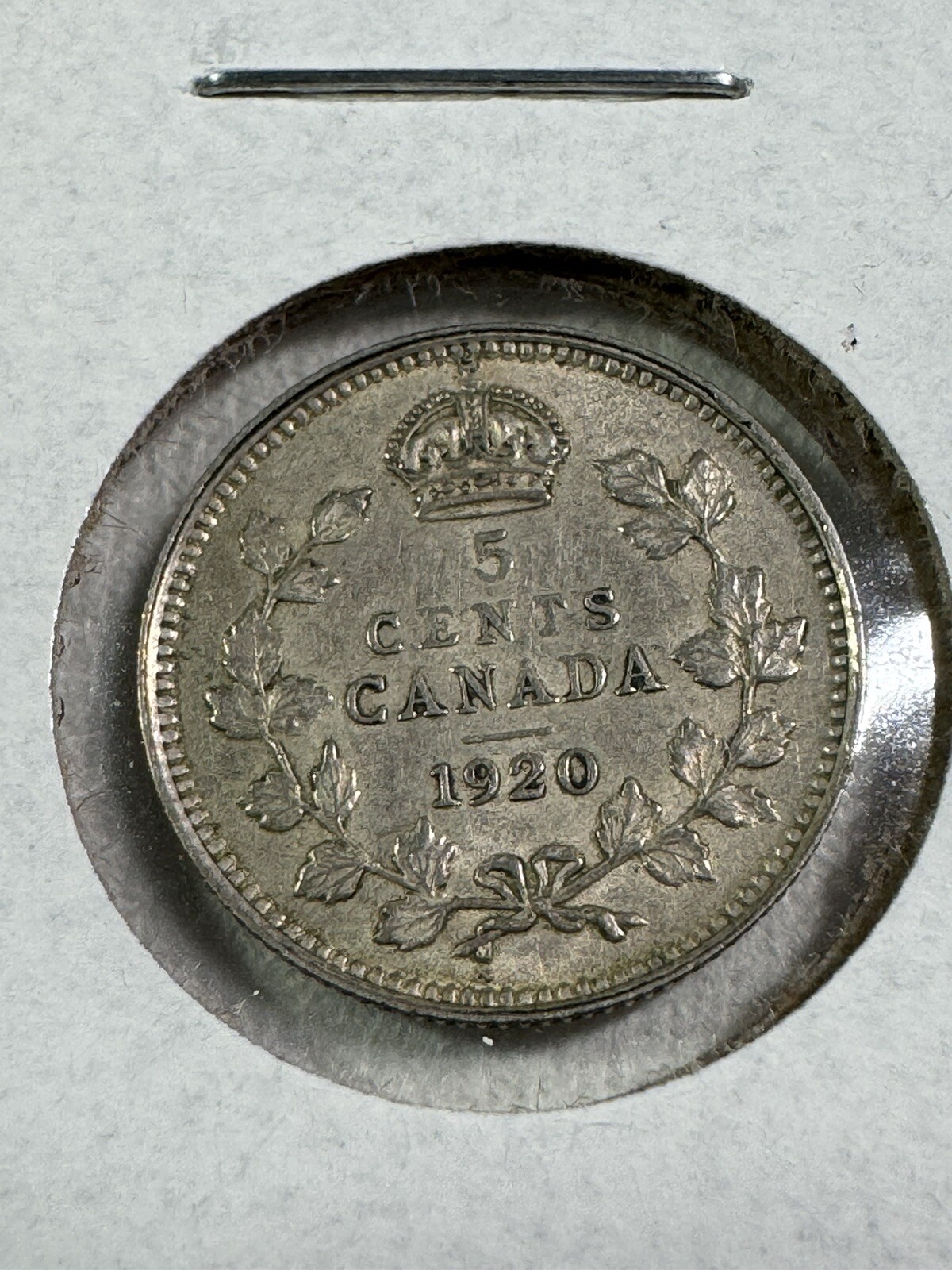 1920 Canada 5 Cents Small Silver Coin