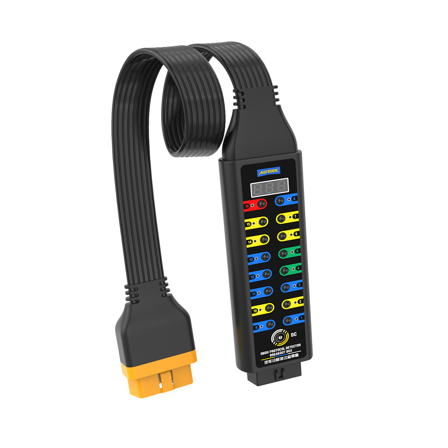 OBD2 Breakout Box Auto OBDII Protocol Detector LCD Display 16 Pin CAN Bus Test