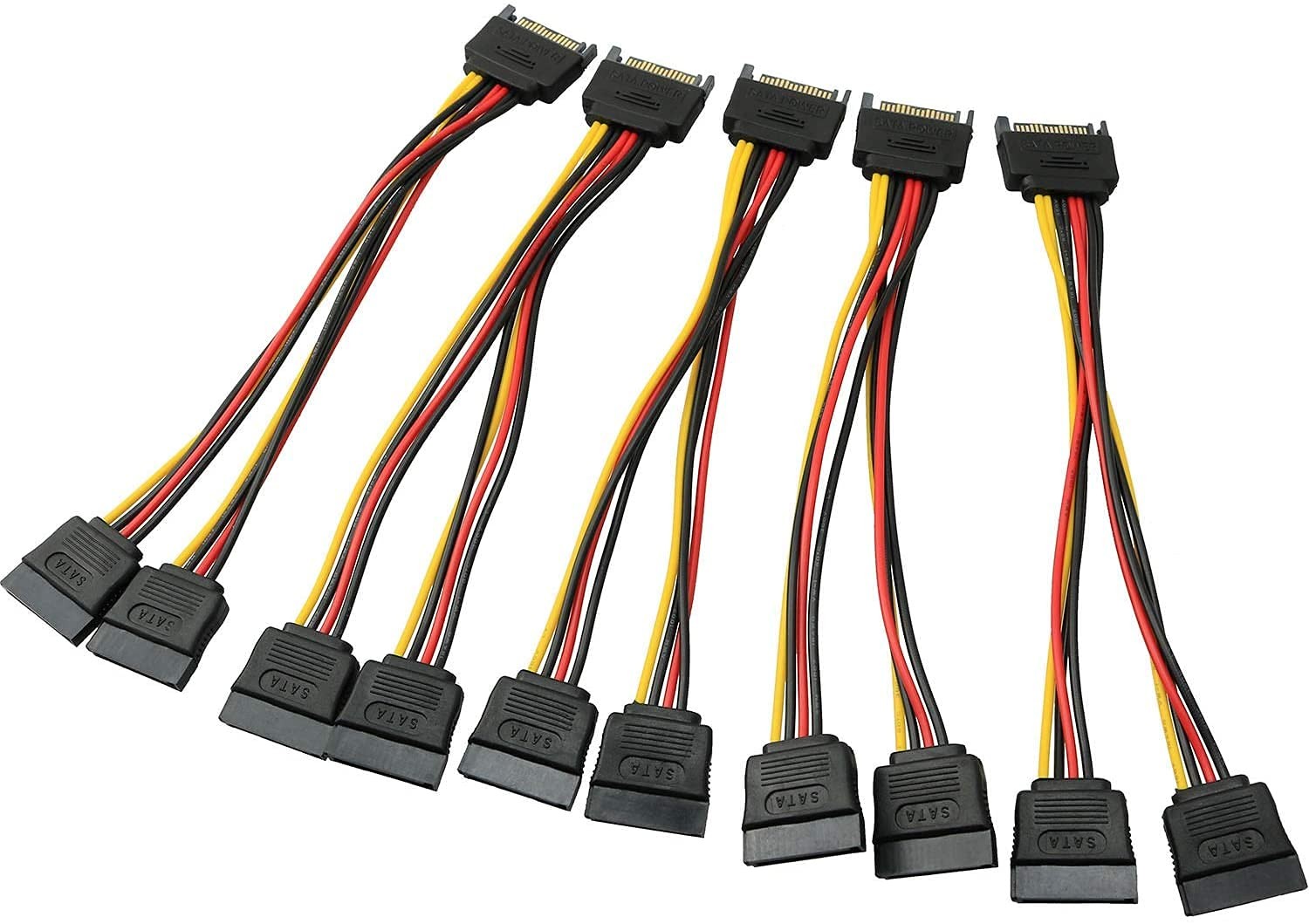 Longdex SATA Power Extension Cable 5PCS 20cm 15-Pin 20cm, Black