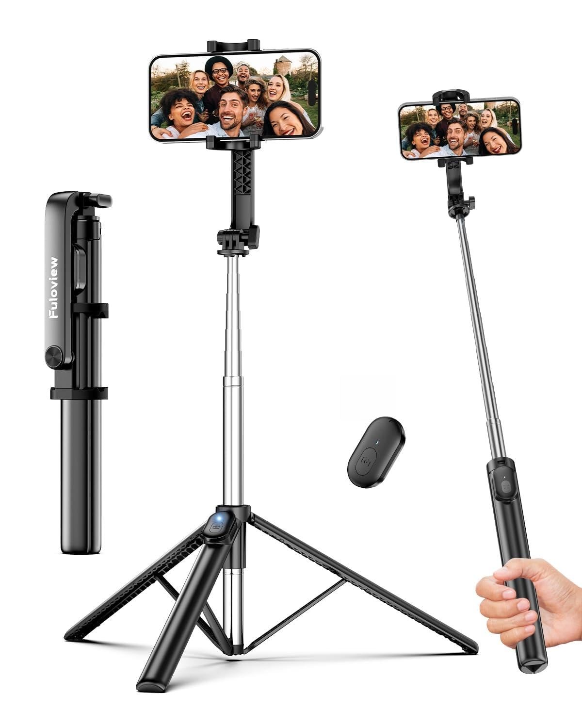 67 Inch Selfie Stick Tripod for iPhone Lightweight Travel Phone Stand Black