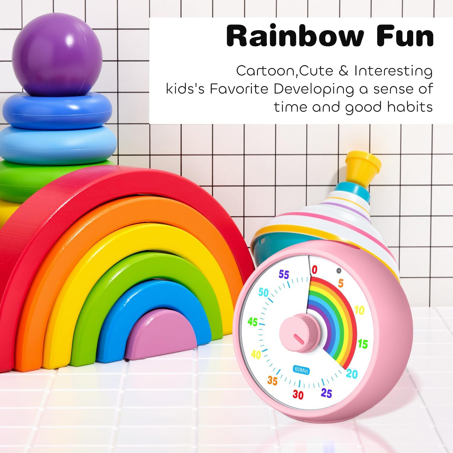 Visual Timer for Kids, 60-Minute Countdown Timer for Classroom Office Kitchen, D