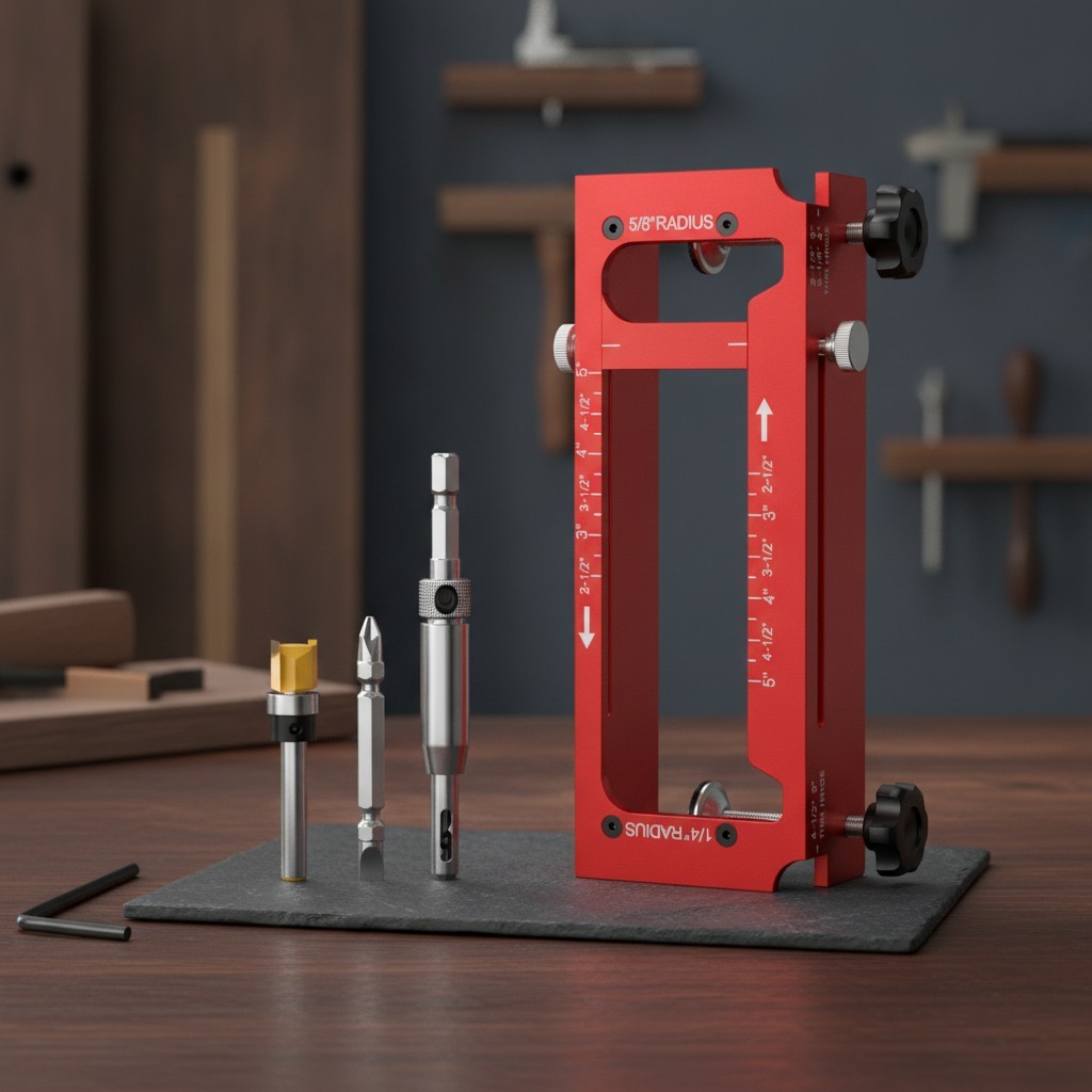 Door Hinge Jig Aluminum Alloy Adjustable Mortise Jig - Router Template Kit for 2