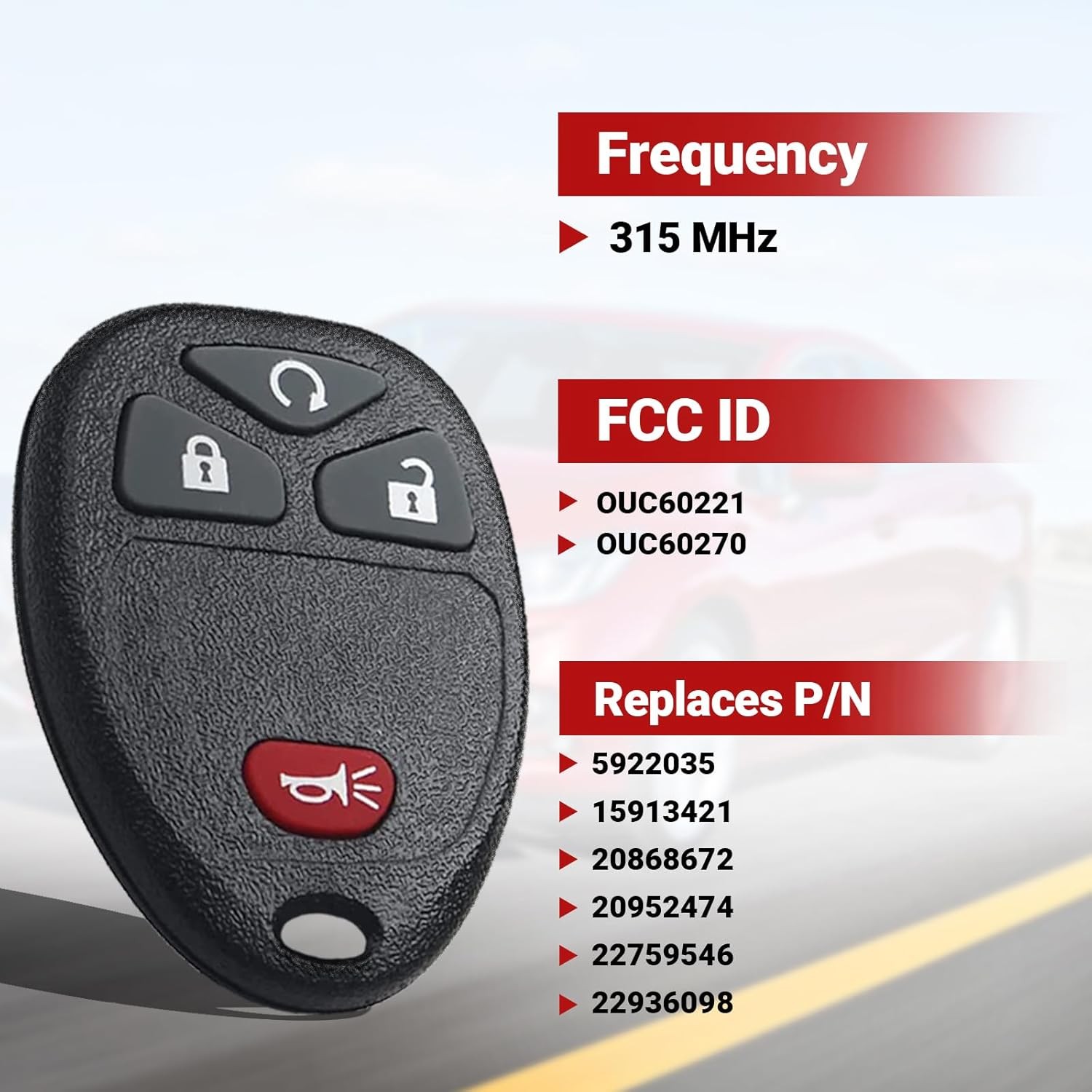 Key Fob Keyless Entry Remote Control Compatible with Silverado Size: 4Btn, 1PC