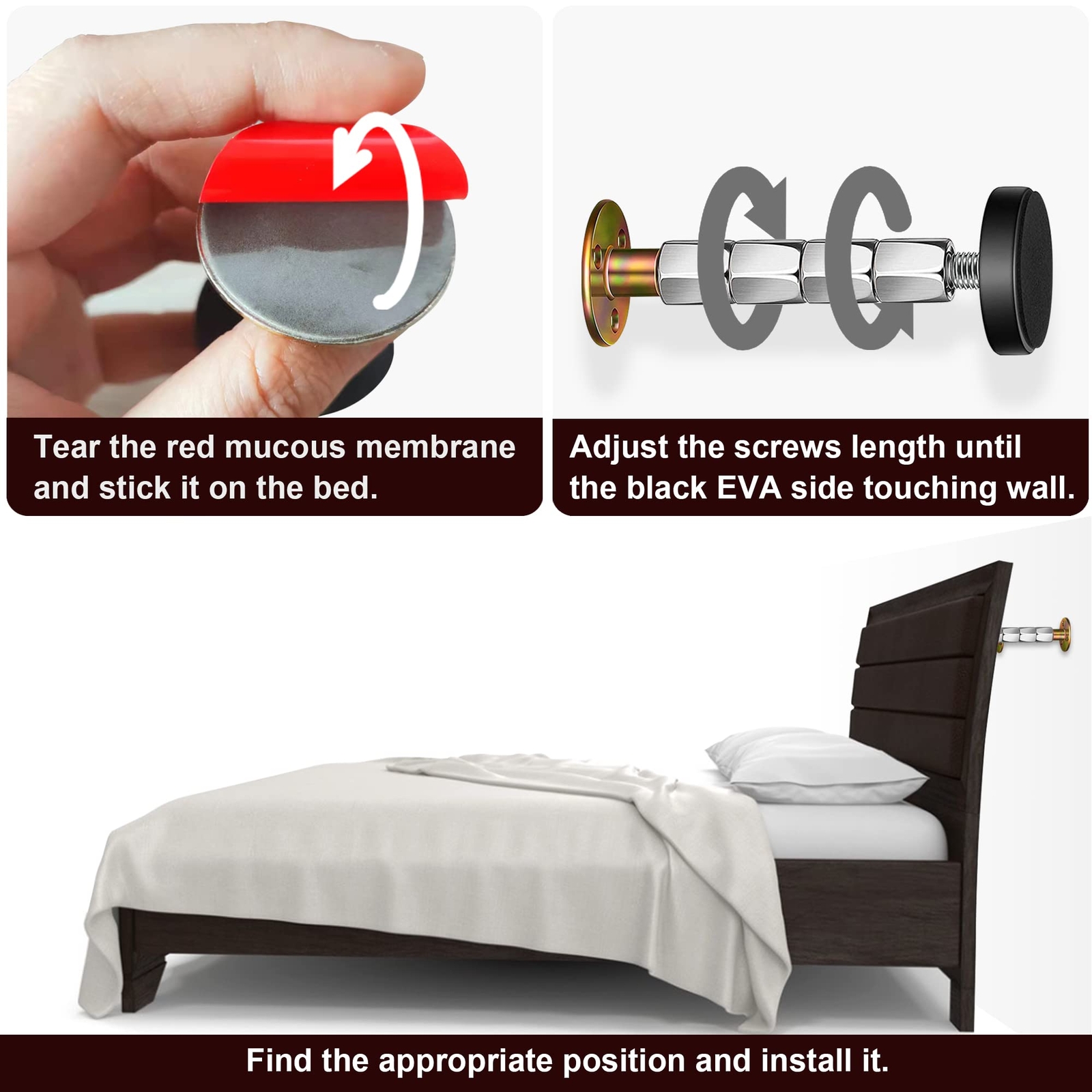 Adjustable Anti-Shake Bed Frame Tool – Easy Install Prevents Headboard Movement