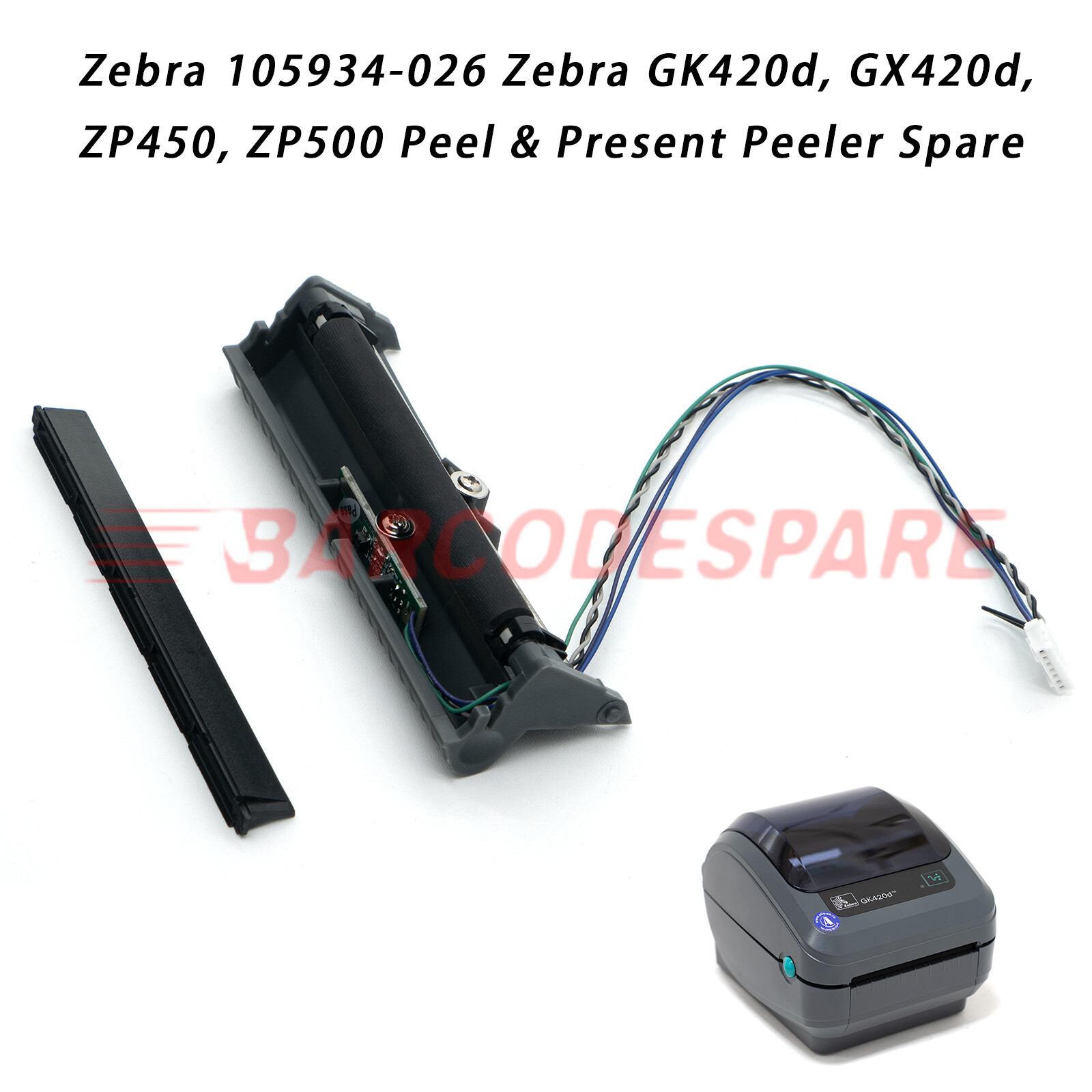 105934-026 For Zebra GK420d, GX420d, ZP450, ZP500 Peel & Present Peeler Spare