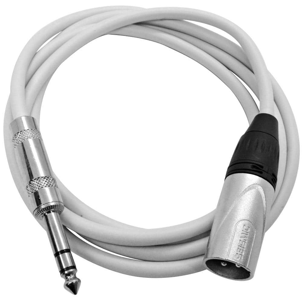 White 6ft XLR Male to TRS Patch Cable