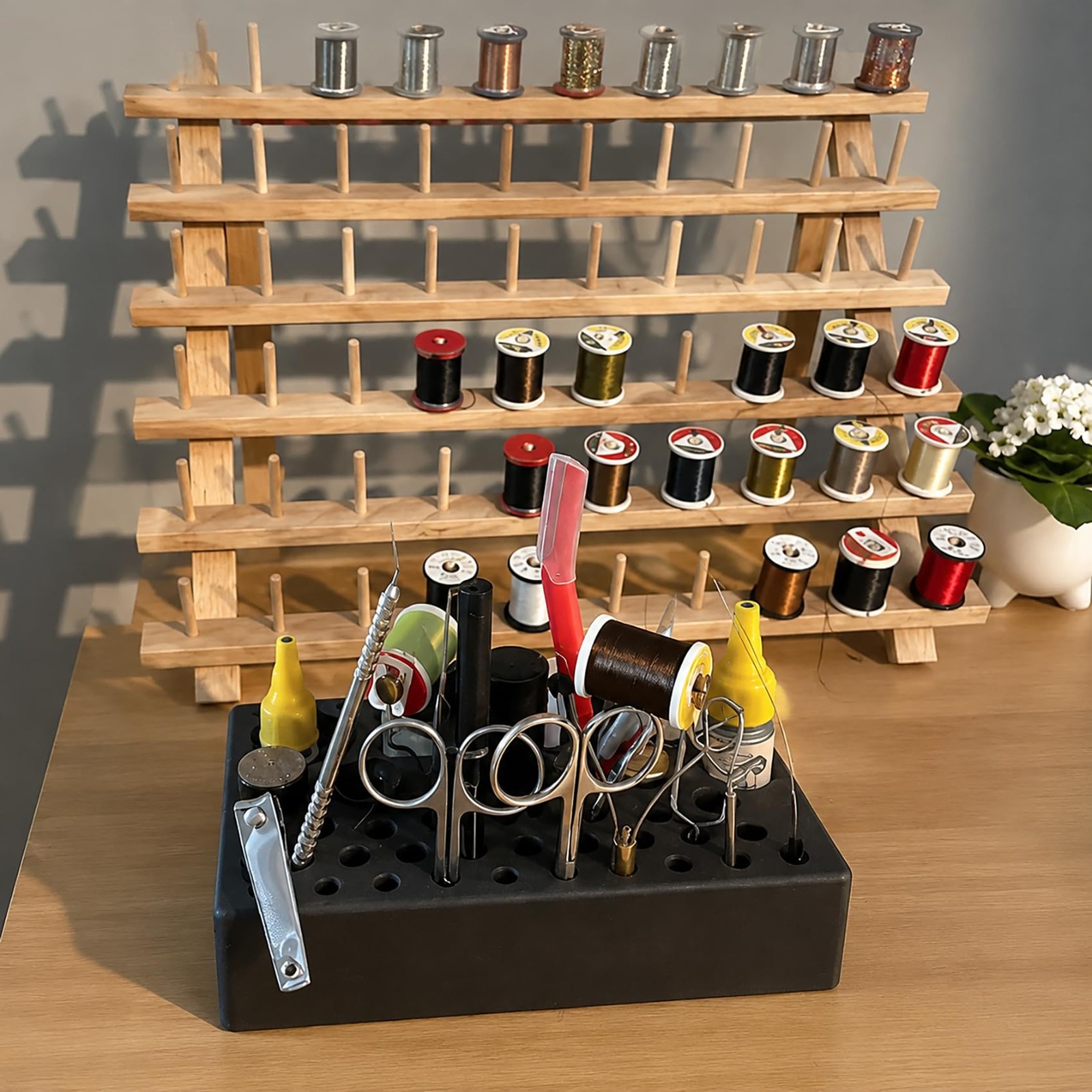 Fly Tying Desktop Storage Rack in Black and Gray, High Density Flying Pliers ...