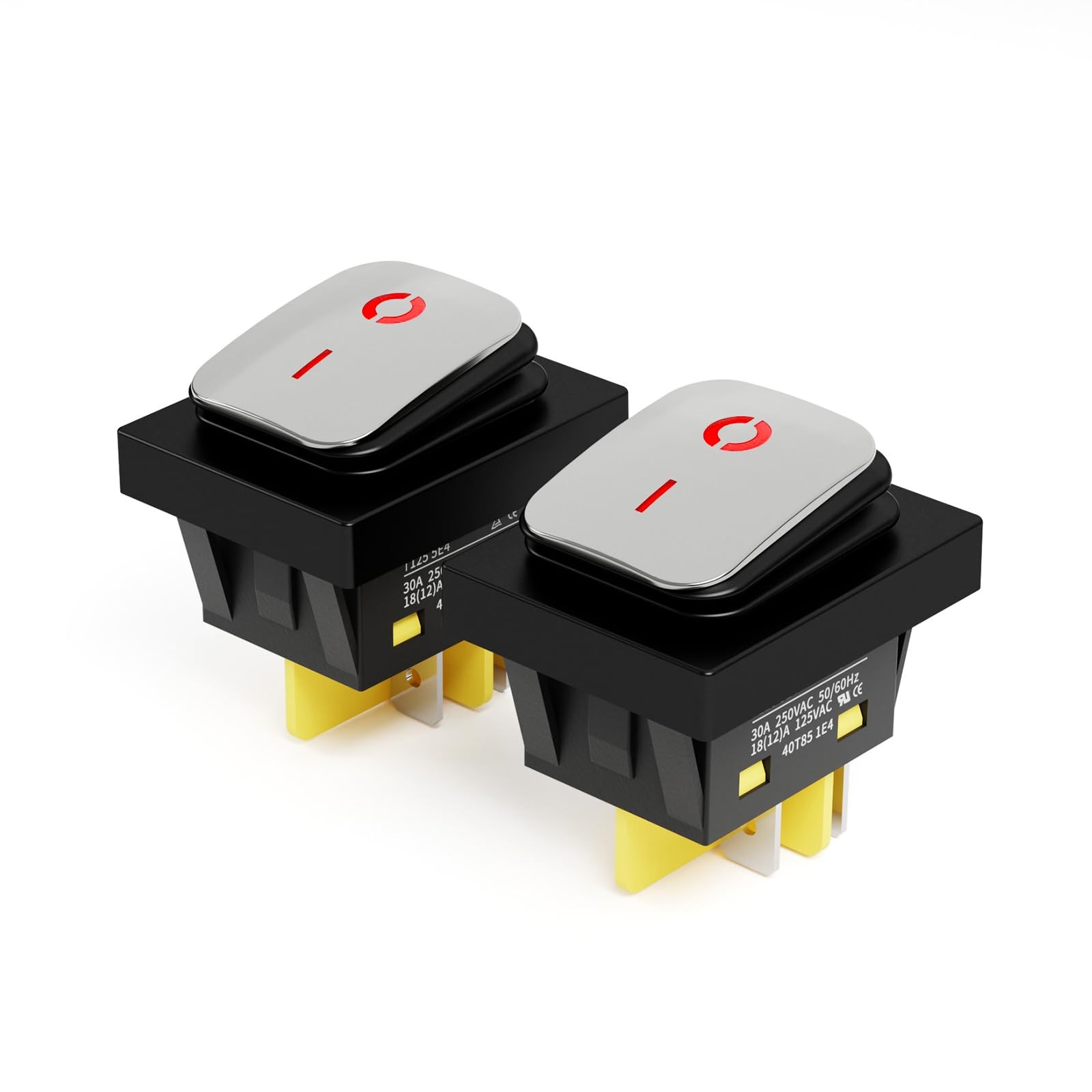 KCD4 Toggle Switch On Off 30A Marine IP67 Waterproof Red LED 30x22mm 2 PCS