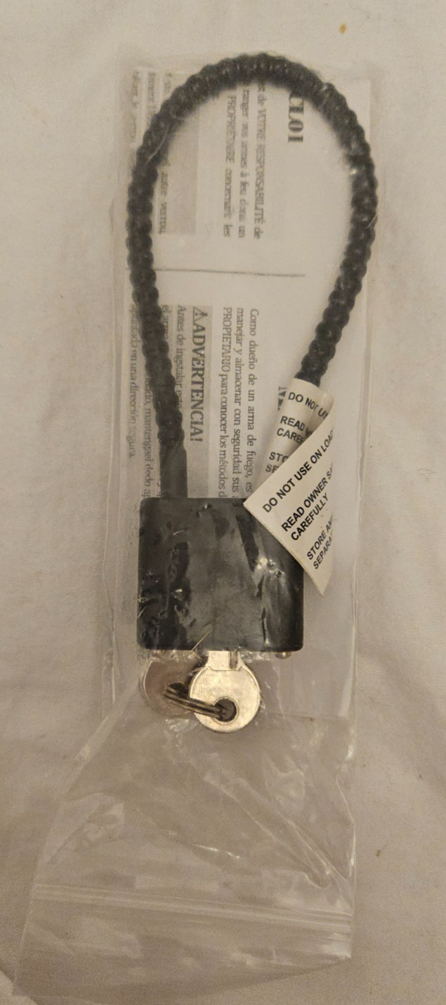 Mascon 30MM Black MCL01 Cable Gun Lock with 2 Keys and Instructions 'NEW'