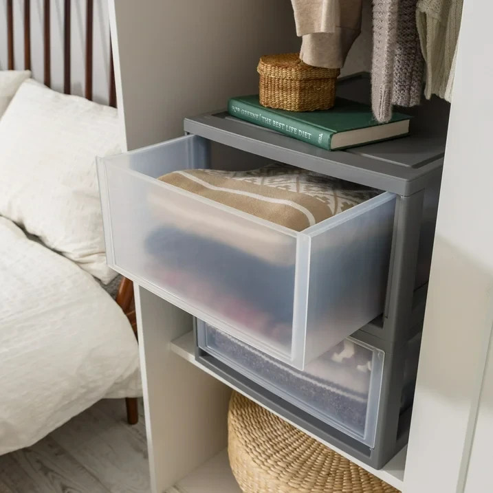 IRIS 30 Qt Large Plastic Drawers, Under Bed Storage Bins, Stackable, Modular, 2P