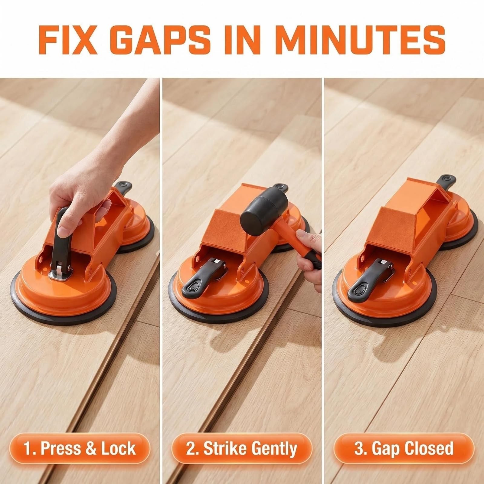 Floor Gap Fixer Tool Heavy Duty Striking Surface Laminate Repair Tool Orange