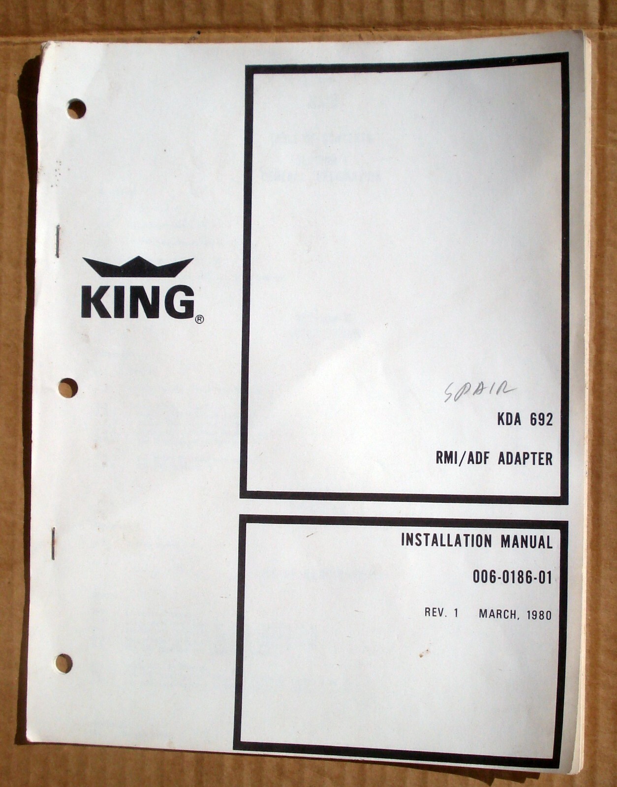 King KDA 692 RMI/ADF Adapter Installation Manual 006-0186-01 Rev 1 (1980)