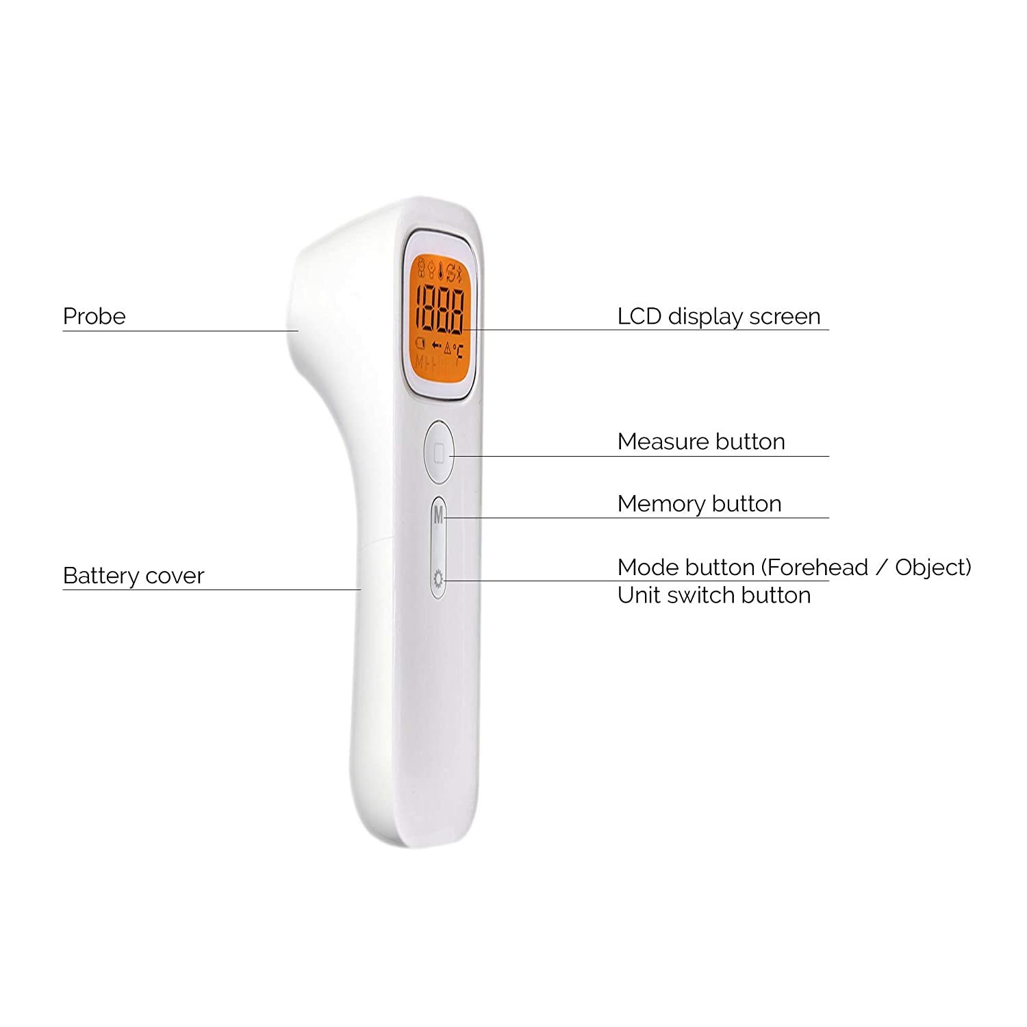 Dayoumed NX-2000 Infrared Forehead Temperature Gun Thermometer W/LCD Display