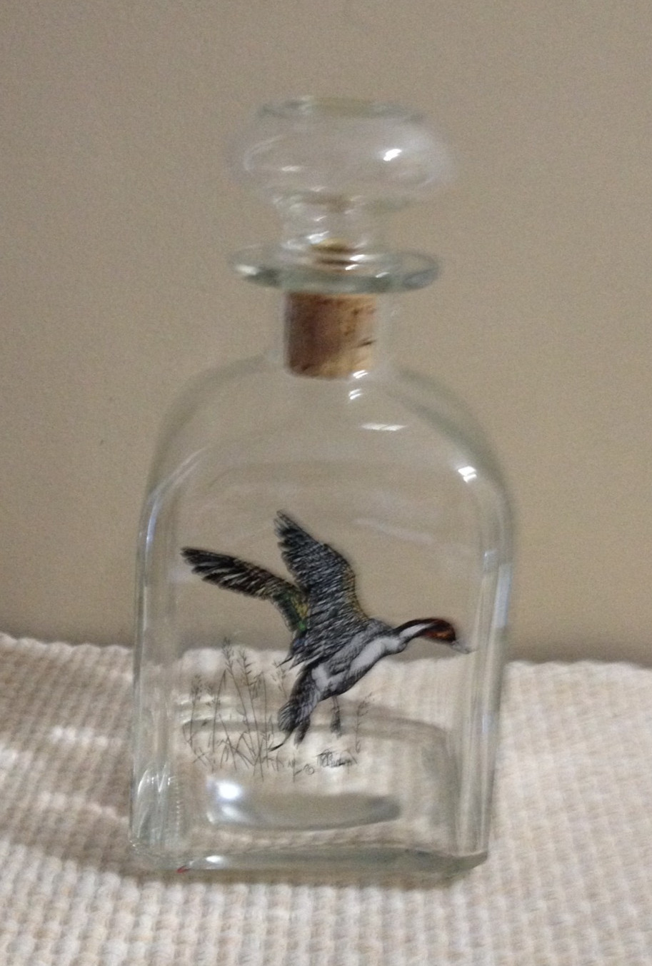 Vintage Richard E Bishop Wild Game Bird Goose Liquor Decanter Bottle - 8"