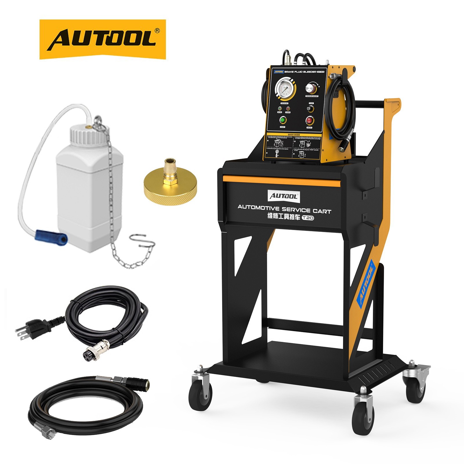 Electric Brake Fluid Bleeder Machine With Tool Rolling Tool Cart Storage Cabinet