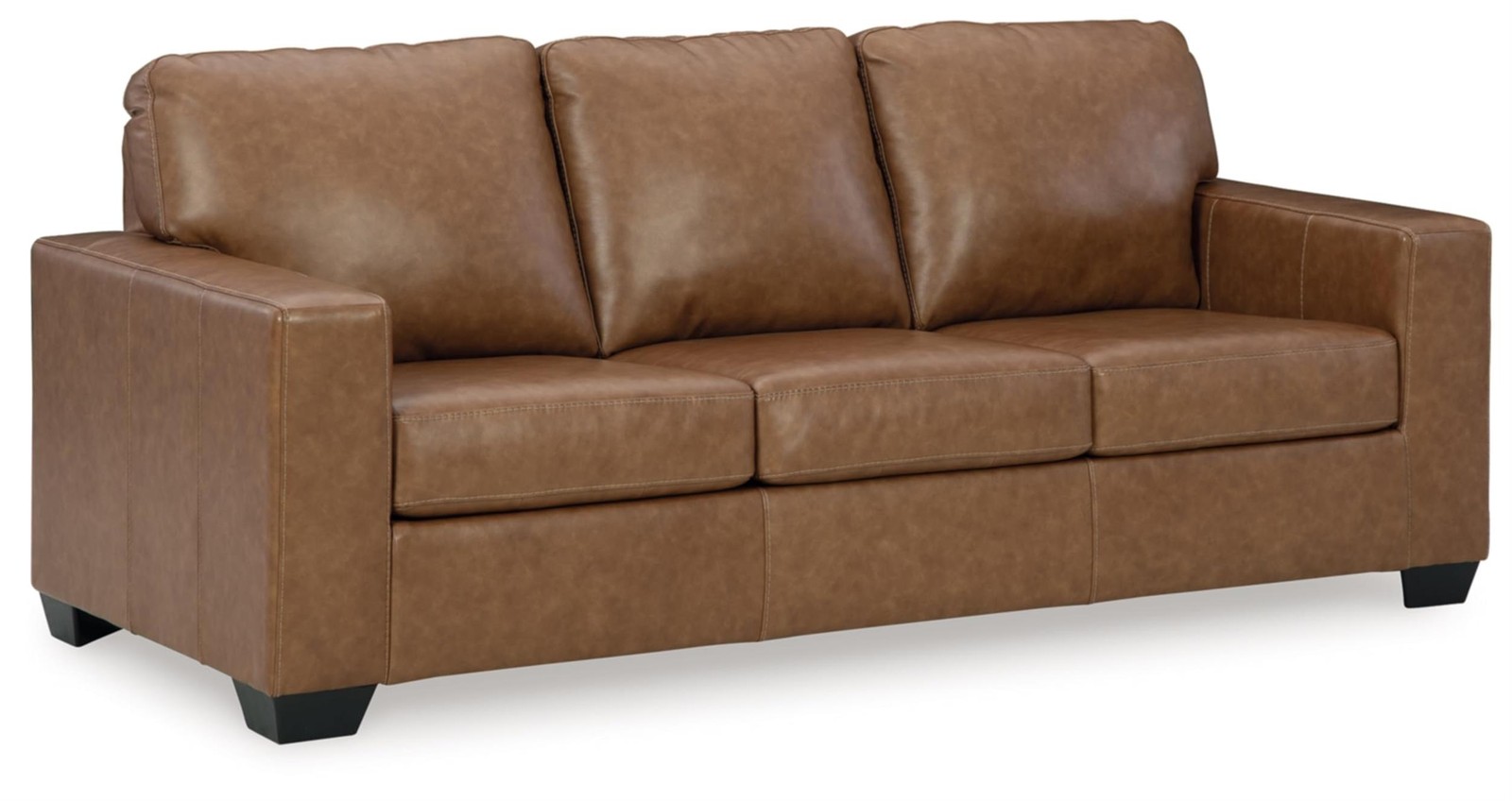 Bowery Hill Leather Contemporary Corner-blocked frame Caramel Sofa