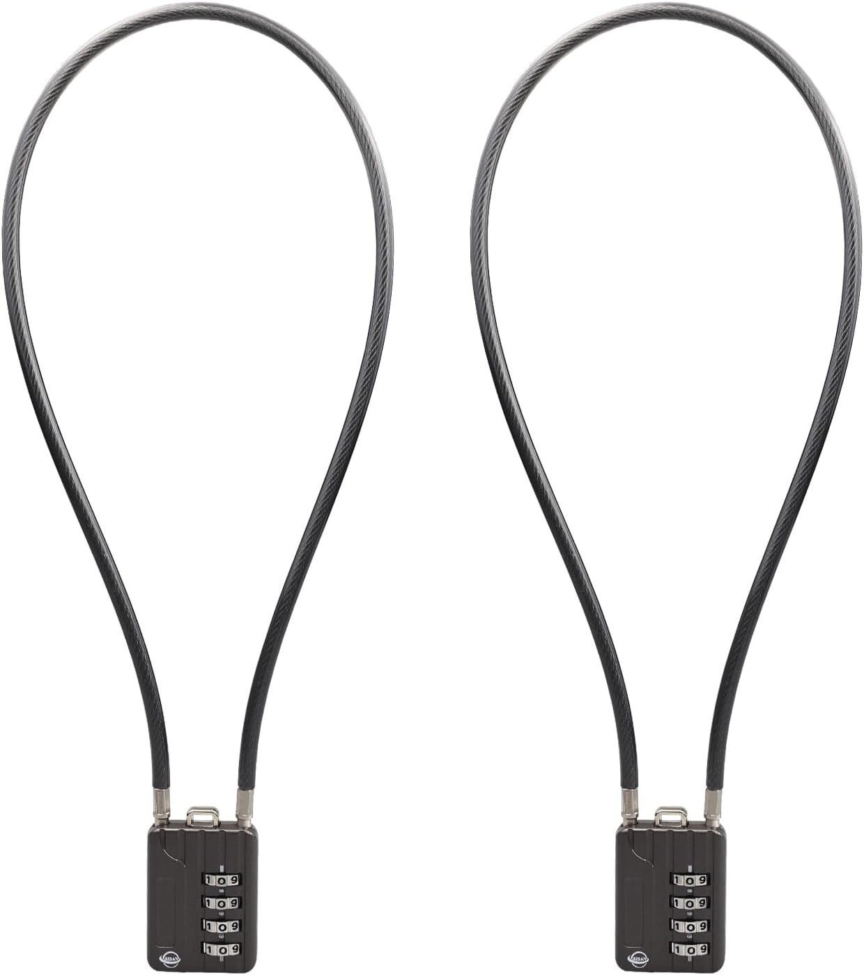 4-Digit Combination Cable Lock 50cm - Re-Settable Security Lock 2-Pack