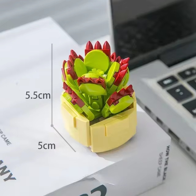 Wizardi Bear Boy Building Brick Mini Potted Plant F07M9-11(104)-A1